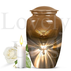 Catholic cremation urn abstract adult burial 10 inch memorial urn for human <b>ashes</b> decorative <b>keepsake</b> tribute remembrance - Product Image 2