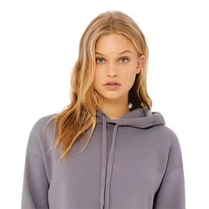 Sudadera con Capucha Corta Gris para Mujer, Manga Regular, Tejido de Algodón, Informal, para Invierno, Transpirable, de Secado Rápido, con Estampado de Letras - Product Image 4