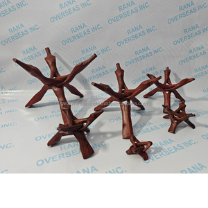 Support trépied en bois rouge brunâtre multi-tailles pour sphères de cristal, coquilles d'ormeau, œufs d'autruche, coquillages marins, pliable et emboîtable - Product Image 6