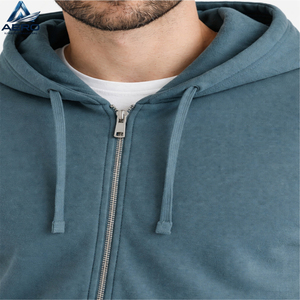 Sudadera con Capucha Azul Claro para Hombre, Cierre de Cremallera, Corte Regular, Material de Felpa, para Otoño, Diseño Tejido de Color Sólido, Económica - Product Image 6