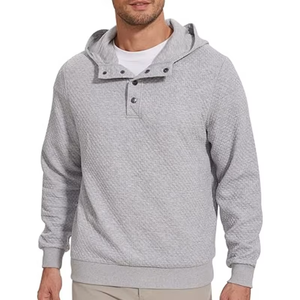 Sweat à capuche de haute qualité, tendance, doux, chaud, en tricot, avec boutons-pression, manches longues, coupe classique, uni - Product Image 1