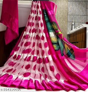 Sari Tradicional de Satén Georgette para Mujer, Sari con Estampado Digital, Ropa Étnica para Adultos, Secado Rápido, Pieza de Seis Metros, Blusa - Product Image 2