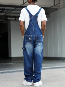 Peto vaquero ajustado de moda para hombre, cómodo, suave, con tirantes ajustables, estilo casual urbano - Product Image 3