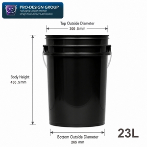 Cubo de Almacenamiento de Plástico Negro de Alta Densidad HDPE, Hermético, de 23L, para Envasado Industrial, Contenedor de Barril Resistente - Product Image 2