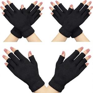 Gants tricotés sans doigts de couleur unie, gants d'hiver pour poignets, compatibles écran tactile, pour usage extérieur - Product Image 2
