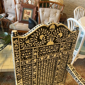 Bone Inlay Decorative Chair Luxury <b>Armchair</b> With Solid Back White Upholstery For Living Room Furniture - Product Image 5