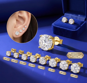 3mm-10mm Classic Mossanite Diamond Earrings Luxury Jewelry 925 Sterling <b>Silver</b> VVS Moissanite Diamond Ear <b>Stud</b> for Men Women - Product Image 2