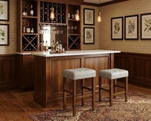 Ensemble de 2 tabourets de bar et de comptoir en cuir PU, ensemble de tabourets capitonnés en cuir PU, ensemble de tabourets rembourrés en PU avec structure en bois massif, hauteur bar et comptoir - Product Image 3