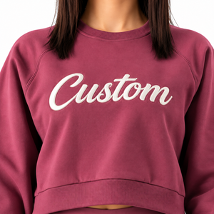 Sweat-shirt court personnalisé pour femme, col rond, manches régulières, en molleton, 100 % coton respirant, collection automne – Vente chaude - Product Image 5