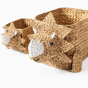 Set of 2 water <b>hyacinth</b> <b>baskets</b> woven in a rhinoceros pattern Handmade Storage <b>Basket</b> Wholesale eco-friendly Made in Vietnam - Product Image 4