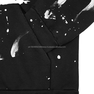 Sudaderas con cordón de alta calidad ropa de calle con etiqueta personalizada de gran tamaño francés Terry pintura salpicadura Sudadera con capucha Unisex - Product Image 4