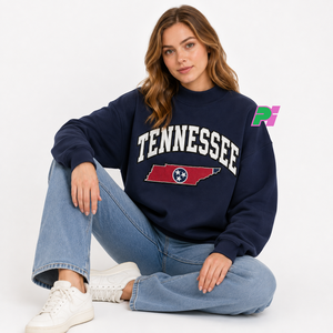Sweat-shirt à col montant pour femme avec inscription TENNESSEE et appliqué carte, épais et lourd, idéal pour l'hiver - Product Image 5
