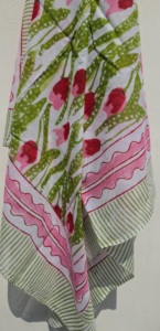 Hand Block Print Cotton <b>Sarong</b> Pareo Floral Beach Wrap for Women Boho Bikini Cover Up Lightweight Summer Scarf Vacation Swimwear - Product Image 3