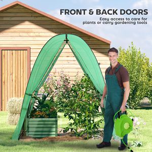 Invernadero de 6FT x 6FT x 6.6FT con estructura de madera y cubierta de PVC, 2 puertas, ventanas con mosquitera y cubierta de PE con dobladillo - Product Image 6