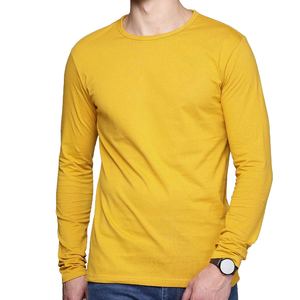 Vêtements d'hiver de qualité supérieure, 100% coton, couleur unie, manches longues, t-shirt décontracté pour la salle de sport, style luxueux, t-shirts pour hommes - Product Image 1
