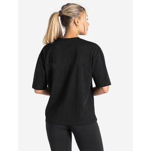 T-shirt décontracté oversize pour femme, col rond, manches courtes, 100% coton bio, avec logo personnalisé, élégant pour le yoga, la gym et les entraînements. - Product Image 2