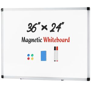 Lavagna Magnetica Cancellabile a Secco 36 X 24 Pollici per Casa, Ufficio e Scuola con Cornice in Alluminio Rinforzato Argento - Product Image 1
