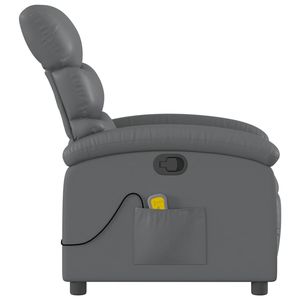 Sillón Reclinable de Masaje en Cuero Sintético Gris Medio, Construcción de Madera Contrachapada y Metal - Product Image 5