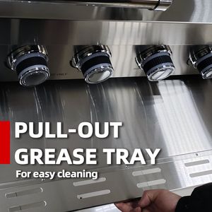 Cocina Exterior de Gas de Acero Inoxidable de Lujo de 44 Pulgadas, 6 Quemadores, 85000 BTU, Isla de Barbacoa, Parrilla, Refrigerador Compacto para Vino - Product Image 3