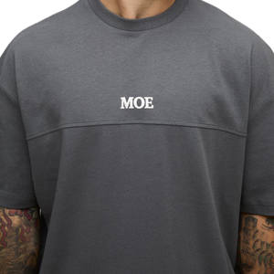 Camisetas de algodón con paneles para hombre, estilo oversize, streetwear, con logo bordado en el pecho, personalización de marca, socio en la producción de prendas. - Product Image 4