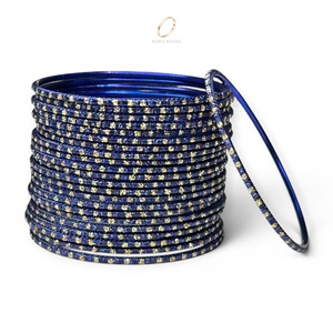 Colección de Brazaletes Azul Rey de Alto Brillo para Mujer, Chapados en Oro con Cristales, Acero Inoxidable, para Bodas y Aniversarios, Venta al Por Mayor - Product Image 2