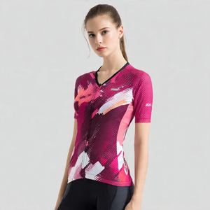 Chaqueta de malla sublimada con cremallera personalizada para mujer, 100% poliéster, camiseta de malla estampada con cremallera, top de jersey sublimado con cuello en V para mujer - Product Image 1