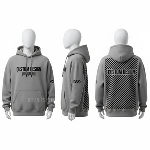 Custom Men's <b>Black</b> Hooded <b>Sweatshirt</b> Solid Color Heat-Transfer Printed Front Back Design Casual Fit Regular Sleeve - Product Image 4