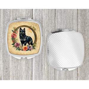 Espejo de maquillaje de viaje compacto con flores Schipperke, espejo de bolsillo de mano plegable para mujeres y niñas, Idea de regalo decorativa - Product Image 4