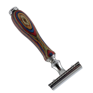 Double Edge Safety <b>Razor</b> with Wooden Handle Multi Color Pattern with Stainless Steel Blades For <b>Men</b> Face and Body Shaving - Product Image 5