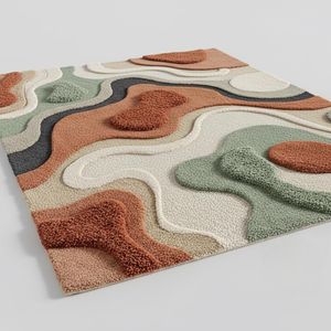 Modern Abstract Embossed Hand <b>Tufted</b> Wool <b>Rug</b> - Product Image 2