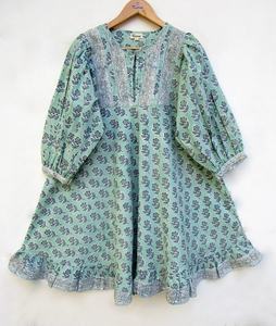 Minivestido maxi de verano para mujer, minivestido de algodón con botones y escote Henley, novedad - Product Image 1