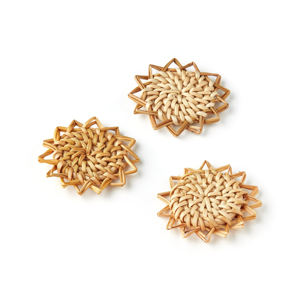 Boutons en osier personnalisés vintage pour portes de garde-robe accessoires de meubles poignées de tiroir en rotin bouton de porte naturel - Product Image 3