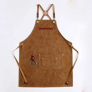 Delantal de Trabajo HARAZ INTERNATIONAL HRE-92 Unisex de Cuero Genuino Marrón con Diseño Cruzado en la Espalda, Antipolvo, Detectable por Rayos X, Múltiples Bolsillos - Product Image 4