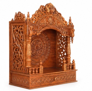 Indian Carved Teak Wood Temple <b>Mandir</b> Hand-Carved Hindu Temple with Storage Drawer Handcrafted Wooden Temple <b>Mandir</b> Australia - Product Image 3