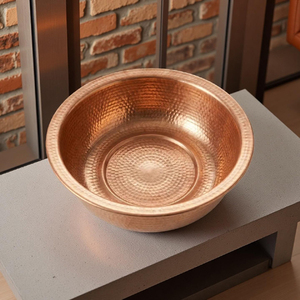 Cuenco Redondo de Cobre Puro Martillado para Masaje de Pies, Cuenco Redondo de Cobre con Textura Martillada, Estilo Contemporáneo - Product Image 5