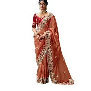 Indian Designer Silk <b>Saree</b> Modern Designs Traditional Style Wedding Party Wear High-quality 5.50 Meter Length Pakistani - Product Image 1