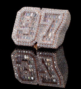 Mens 925 Silver Moissanite 97 <b>Finger</b> <b>Ring</b> Iced Brilliant Cut Gold Plated Hip Hop Statement Luxury Custom Number Jewelry Gift - Product Image 1