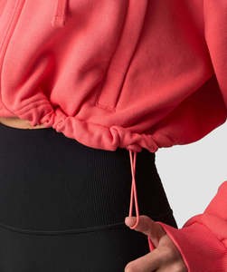Fabricant OEM en gros de sweats à capuche courts personnalisés pour femmes, sweats à capuche zippés à épaules tombantes et manches longues pour femmes, à prix d'usine bas - Product Image 4