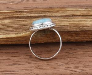 แหวนเงินแท้ประดับพลอยเทอร์ควอยซ์ธรรมชาติสีน้ำเงิน งานแฮนด์เมด สำหรับผู้หญิง เครื่องประดับสำหรับงานปาร์ตี้ - Product Image 4