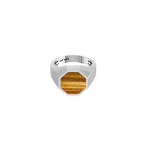 925 Sterling Silver Men's Children's Classic <b>Tiger</b> <b>Eye</b> Bezel Setting Hexagon <b>Ring</b> for Gift Occasions Birthday Wedding Engagement - Product Image 4