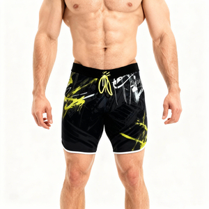 Shorts de bain pour hommes personnalisés en polyester, séchage rapide, cordon de serrage élastique, imprimé, légers, fabrication OEM - Product Image 2