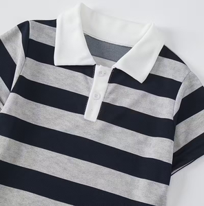 Summer Children's Shirt Medium Large Size Unisex Striped School Uniform Short Sleeve Outdoor Loose Fit T-Shirt for Boys and Girl - Product Image 4