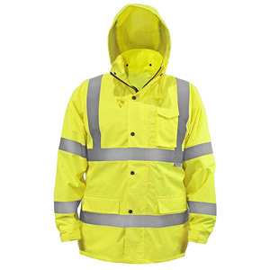 Chaqueta de Seguridad Tri Pro Sports ANSI CLASE 1, Amarillo Fluorescente, Oxford, Alta Visibilidad, Reflectante, Impermeable, Transpirable, Desmontable - Product Image 1
