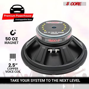 Subwoofer per Auto da 400W, Coppia di Woofer da 12 Pollici, Magnete Y30 da 50 Oz, Impedenza 4 Ohm, Ricambio per Bassi Profondi, Cono in Polipropilene con Sospensione in Gomma - Product Image 4