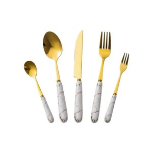 Nouvel ensemble de couverts décoratifs en métal avec manche en résine rouge, plaqué argent, pour la maison et les hôtels - Product Image 2