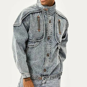 Wholesale Custom OEM Mens Jean <b>Jacket</b> Faded Effect <b>Denim</b> Cotton Coat Oversized Vintage Washed <b>Denim</b> <b>Jacket</b> - Product Image 4