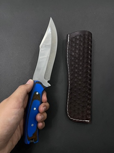 Cuchillo de Caza de Acero Inoxidable con Hoja Fija, Mango de Werzalit y Funda de Cuero, Cuchillo para Campismo al Aire Libre - Product Image 6