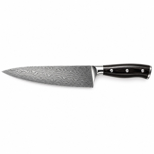 Cuchillo de Chef de Acero de Damasco, Hoja de Acero con Patrón, Mango de Madera Cómodo, Cuchillo de Cocina Profesional Hecho a Mano, Alto Rendimiento - Product Image 1