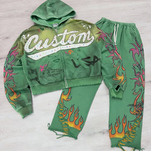 Ensemble de survêtement en velours personnalisé en gros, fabriqué en usine, avec survêtement en molleton et coton pour les marques et les détaillants de vêtements américains - Product Image 6