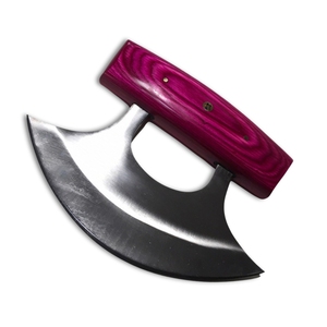 Couteau Ulu en carbone fait main sur mesure avec manche en résine – Couteau de chef premium à lame oscillante, couteau d'extérieur - Product Image 1